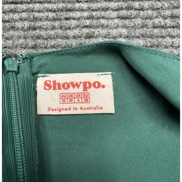 Showpo Dress Womens 6 Green Maxi Flutter Sleeve V Neck Ruched Waist Formal Gown - Picture 4 of 9